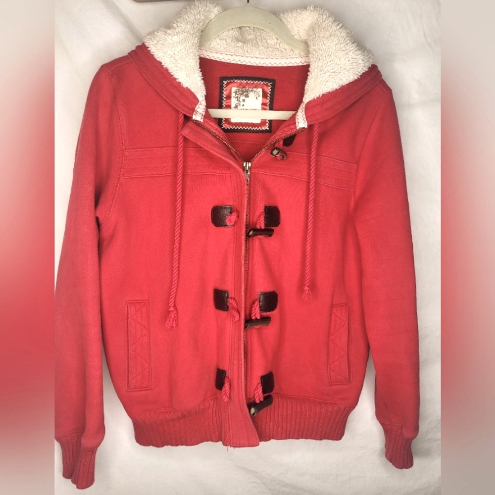 Old Navy Red Hooded Toggle Coat Large Red Exceptionally Nice Warm ♥️